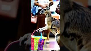 A kangaroo is impatiently waiting in line at the grocery store [upl. by Ro]