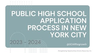 LEARN HOW TO APPLY TO NEW YORK CITY PUBLIC HIGH SCHOOLS [upl. by Kung]