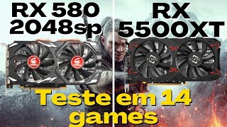 RX 580 VEINEDA VS RX 5500XT 51 RISC TESTES COMPARATIVO EM 14 GAMES [upl. by Kciremed]