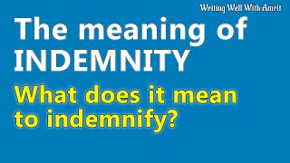 What is indemnity or indemnify Explained with multiple examples sentences [upl. by Ameer]