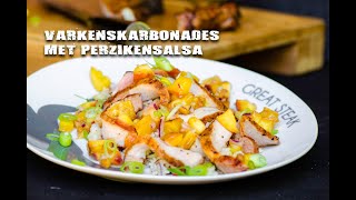 Varkenskarbonades met perzikensalsa  FireampFood TV [upl. by Welker]