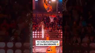 Backflip off the BACKBOARD  basketballplayer backflip dunk trendingvideo [upl. by Yand]