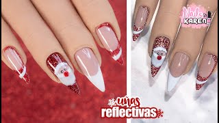 Uñas NAVIDEÑAS REFLECTIVAS  Mano Alzada  NailsByKaren [upl. by Zenas892]