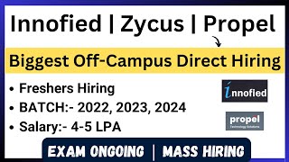 Biggest Mass Hiring  2022 2023 2024 BATCH  Innofied Zycus Propel Hiring  Exam Ongoing [upl. by Aenit676]