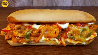 Chicken Fajita Sandwich Recipe by Aqsas Cuisine Spicy Chicken Fajita Sandwich Burger Sandwich [upl. by Prady]