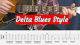 Delta Blues Fingerstyle Guitar Lesson  with Tabs [upl. by Eladnyl]