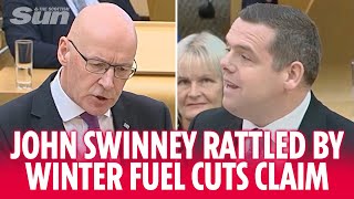 John Swinney rattled as Douglas Ross accuses SNP of wanting winter fuel payment cut BEFORE Labour [upl. by Adnahsal]