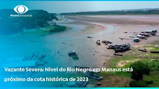 Vazante severa Nível do Rio Negro em Manaus está próximo da cota histórica de 2023 [upl. by Livingston550]