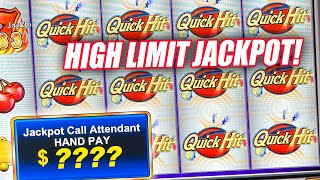 MASSIVE JACKPOT ON QUICK HIT PLATINUM PROGRESSIVE HIGH LIMIT SLOT MACHINE [upl. by Ettennor]