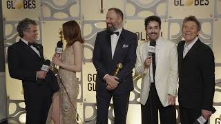 Poor Things Cast  81st Golden Globes Winners Backstage Interview [upl. by Claus736]