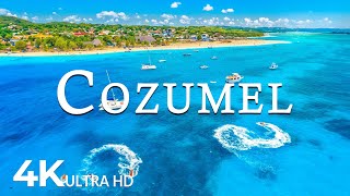 FLYING OVER COZUMEL 4K UHD  Soothing Music Along With Beautiful Nature Video  4K Video ULTRA HD [upl. by Gnouhk]