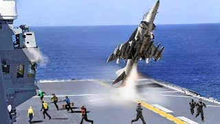 US Navy AV8B Harrier Pilot Incredible Stunt Performs Jump from Aircraft Carrier [upl. by Rednas]