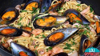 PASTA AL FRUTTI DI MARE RECETA TRADICIONAL ITALIANA ¡FÁCIL Y DELICIOSA  Loli Domínguez  Recetas [upl. by Nelrsa]