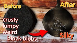 from trash to brand new  cast iron skillet restoration with self cleaning oven technique [upl. by Lorac661]