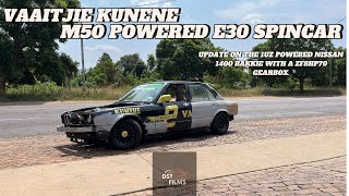 VAAITJIE KUNENES MULTIVALVE powered E30 spin car Update on the 1UZFE Nissan 1400 bakkie [upl. by Merrile86]