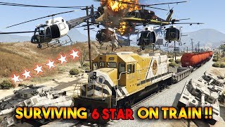 GTA 5 ONLINE  TRYING TO SURVIVE 6 STAR WANTED LEVEL JUST ON TRAIN [upl. by Brenn]