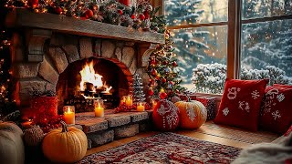 Christmas Music Fireplace Snow Falling ❄️Cozy Christmas Fireplace Instrumental 🔥 Christmas Fireplace [upl. by Adnarram]