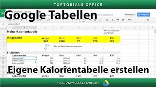 Eigene Kalorientabelle erstellen  Download Google Tabellen Spreadsheets [upl. by Alfi550]