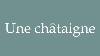 How to Pronounce Une châtaigne A chestnut Correctly in French [upl. by Nawiat808]