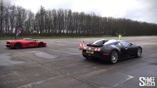 DRAG RACE LaFerrari vs Bugatti Veyron  Vmax Stealth [upl. by Nariko387]