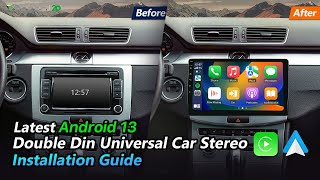 How to install Eonon 101quot Android 13 double din universal car stereo  Complete Installation  2023 [upl. by Alekehs]