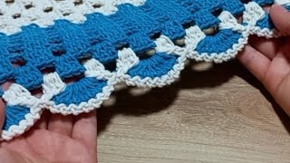 BICO DE ACABAMENTO COM PONTO RENDINHA SUPER FÁCIL PARA TAPETE RETANGULAR OVAL E REDONDO crochet [upl. by Fleeta]