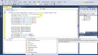 Adding Menus and Sub Menus in an Application in vbnet [upl. by Domini]