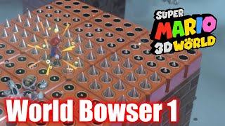 Super Mario 3D World  World Bowser 1  Spiky Spike Bridge  All Stars amp Stamp 100 Walkthrough [upl. by Hsirehc852]