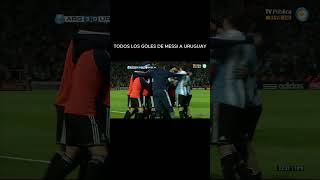 TODOS LOS GOLES DE MESSI A URUGUAY messi goat argentina football [upl. by Erlene570]