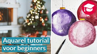 Aquarel tutorial kerstballen schilderen met waterverf voor beginners [upl. by Raynah]