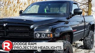 Dodge Ram Projector Headlights 19942001 How to Install DIY SpecD Halogen  LED  Dual Halo [upl. by Darrej]