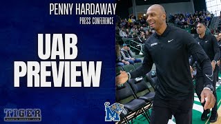 Penny Hardaway previews UAB game  Memphis Tigers Basketball [upl. by Ahsha633]