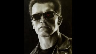 Arnold Schwarzenegger drawing  Terminator 2 Judgment Day Time lapse [upl. by Lecirg834]