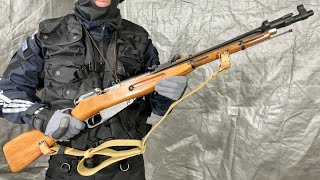 Viva Arms モシンナガン M44 カービン M1944 CO2ライフル リアルウッド 折り畳み式銃剣 日本向け1J以下モデル 実射 [upl. by Allerus]