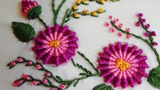 Hand Embroidery Ribbed Spiderweb Stitch [upl. by Yesor]