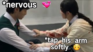 Yoon Chanyoung 🄽🄴🅁🅅🄾🅄🅂 when Park JiHoo 🅂🄾🄵🅃🄻🅈 tap his arm 😳😶💞  AllOfUsAreDead cast [upl. by Yelhak]