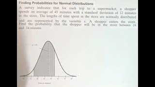 Statistics Probability of Spending Time in Supermarket Using NormalCDF TI83TI84 [upl. by Nyar]