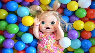 My Baby Alive Doll Doc McStuffins and Baby Born Playing in Ball Pit BananaKids  J Cartoon Plus [upl. by Zechariah]