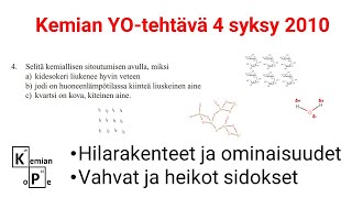 Kemian YO tehtävä 4 syksy 2010 Hilarakenteet ja ominaisuudet [upl. by Gylys]