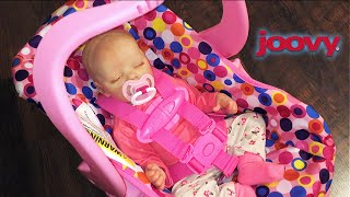 Pink Joovy Toy Car seat Unboxing with Reborn Baby Doll Twin A Emily [upl. by Nahsyar]