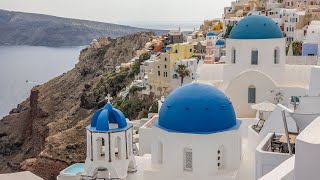 Touring Greece  Beautiful Scenes of Santorini 4K [upl. by Ettenahs]