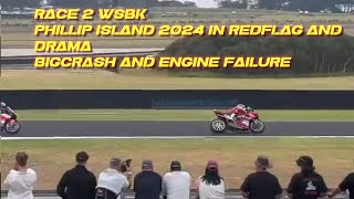 Race 2 wsbk Phillip Island 2024 Alex Lowes won again engine failure RazgatliogluBigcrash Rea [upl. by Aerdnad]