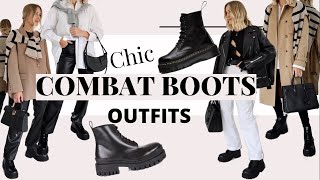 CHIC BLACK COMBAT BOOTS OUTFITS  How To Style Balenciaga ankle boots Dr Martens Alternative [upl. by Adnauqal545]