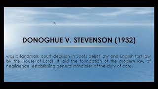 Donoghue v Stevenson 1932  Doctrine of Negligence  Law of Tort  Case Summary [upl. by Klapp797]