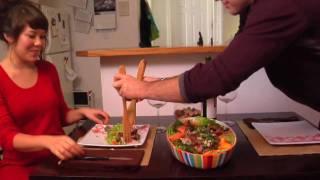 eating in  sweet and spicy steak papaya salad s01e01 [upl. by Yelime]