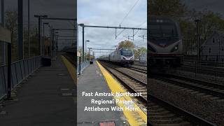 Fast Amtrak Northeast Regional Passes Attleboro With Horn railfanning train railroad amtrak [upl. by Notsek]