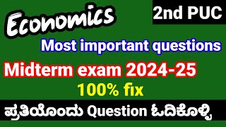 2nd PUC Economics Midterm exam question paper 2024 2025 important questions kseab [upl. by Annaear288]