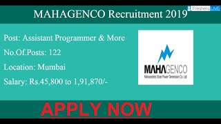 Mahagenco Recruitment 2019 [upl. by Gerhardine]