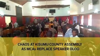 Chaos at Kisumu county assembly as MCAs replace Speaker Oloo [upl. by Sousa949]