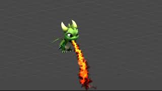 Cartoon Baby Dragon 3d Model Green  Dragon Fire Unity [upl. by Socem956]